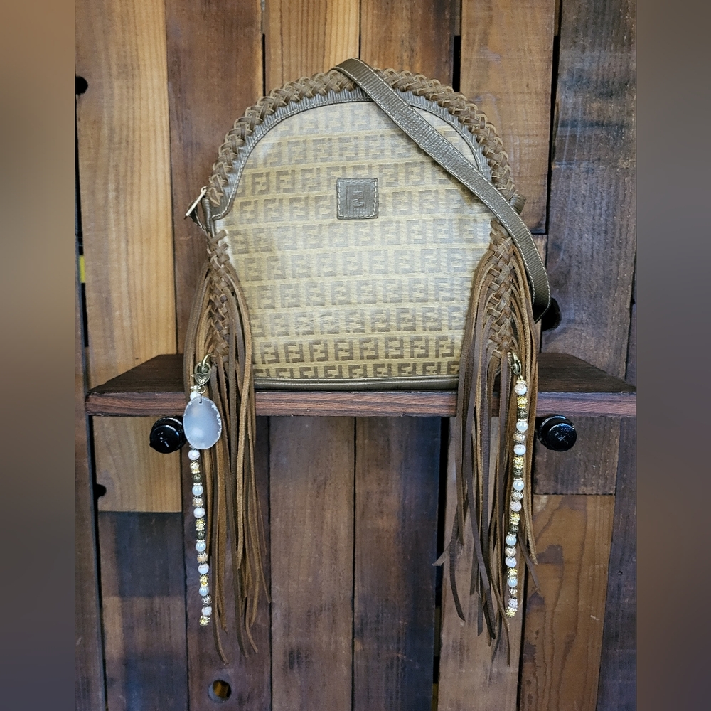 Fendi Tan and Brown Fringe Crossbody Bag - Picture 3 of 16